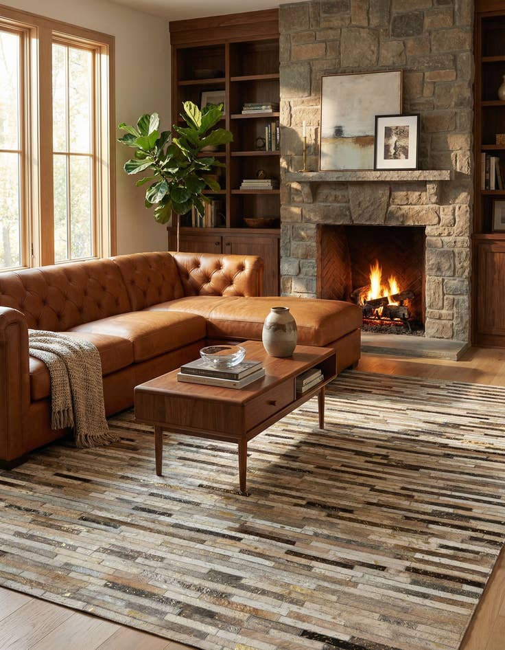 Detail image of  5' 1 x 8' 2 Cowhide - Patchwork Rug