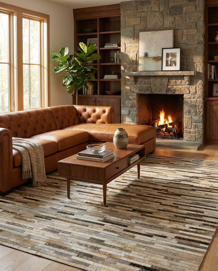 Detail image of 5' 1 x 8' 2 Cowhide - Patchwork Rug