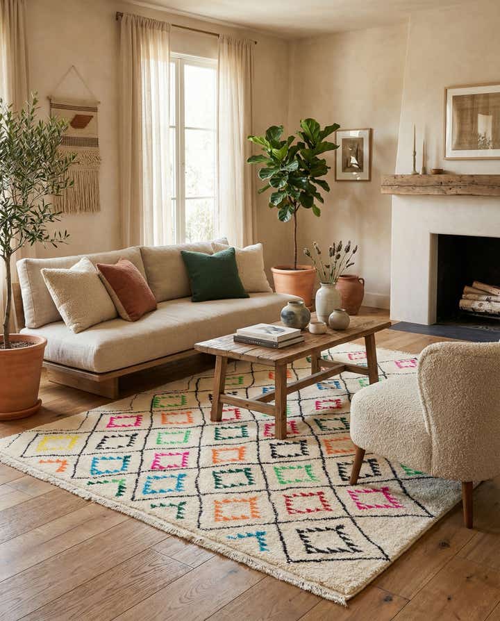 6' 5 x 9' 4 Hand Knotted Moroccan Wool Rug