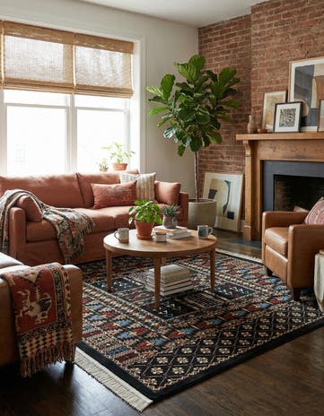 Dark Green Bokhara Square Rug