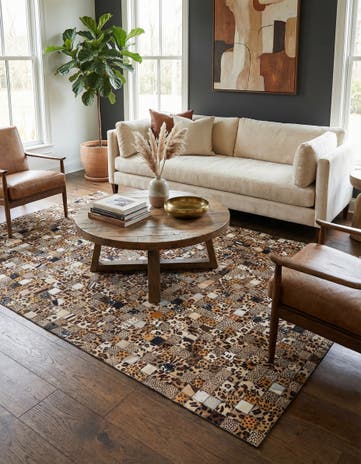 5' 1 x 8' Cowhide Leather Rug