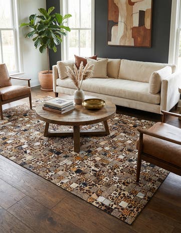 5' 1 x 8' Cowhide Leather Rug