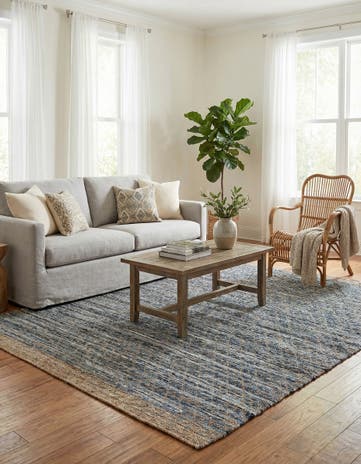 Denim blue Hand Woven Chindi Trellis Rug