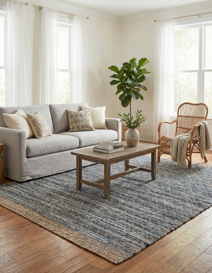 Detail image of 9' x 12' Hand Woven Chindi Trellis Rug