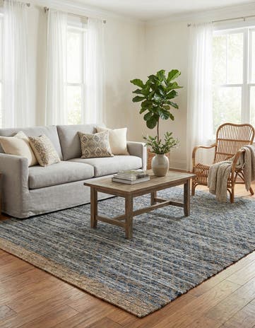 Denim blue Hand Woven Chindi Trellis Rug