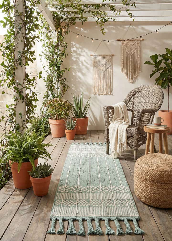 2' 2 x 6' 7 Easy-Clean Eco Bohemian Indoor / Outdoor Runner Rug