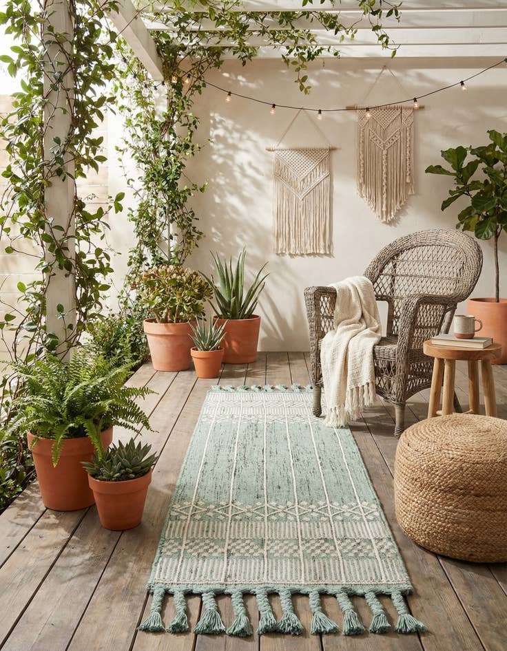 Detail image of 2' 2 x 6' 7 Easy-Clean Eco Bohemian Indoor / Outdoor Runner Rug