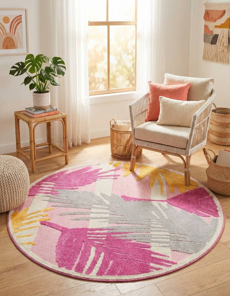 Detail image of 5' 3 x 5' 3 Easy-Clean Aruba Indoor / Outdoor Round Rug
