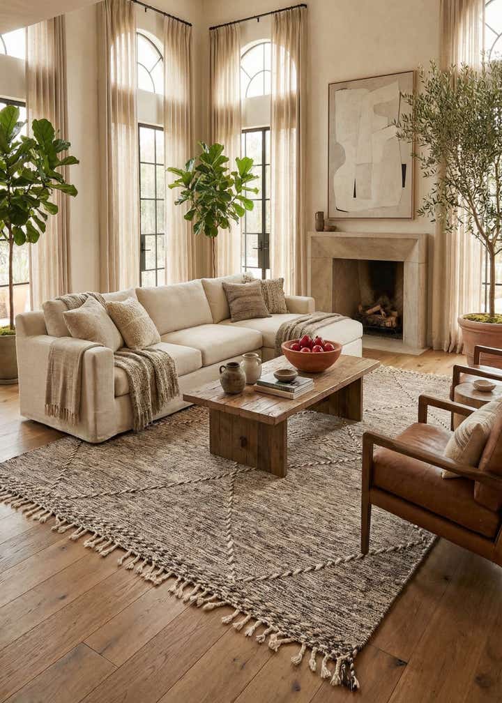 6' 6 x 10' 6 Hand Knotted Moroccan Wool Rug