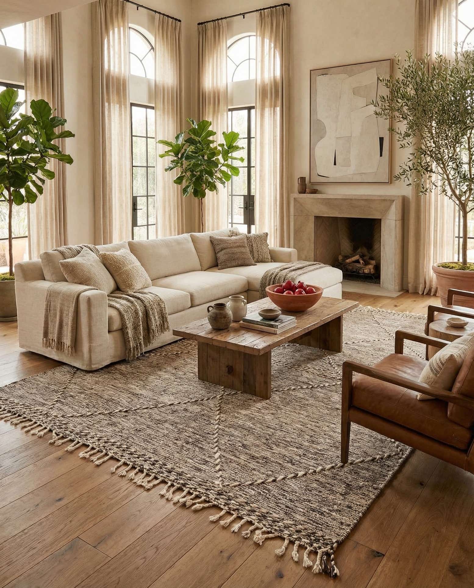 6' 6 x 10' 6 Hand Knotted Moroccan Wool Rug