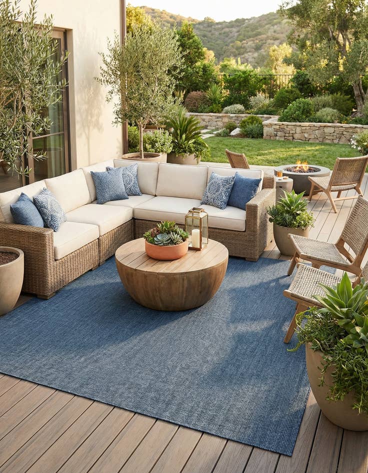 Detail image of 13' x 13'  Washable Solid Indoor / Outdoor Square Rug