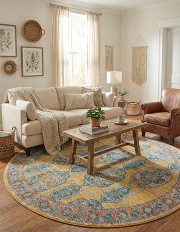 Yellow Lola Round Rug