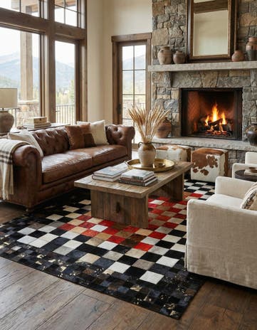 5' x 7' 9 Cowhide Leather Rug