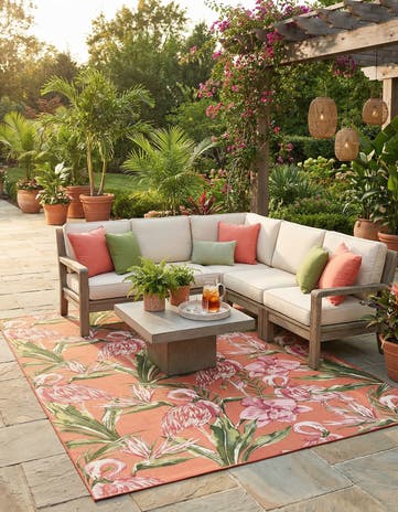 9' x 12' Easy-Clean Botanical Indoor / Outdoor Rug