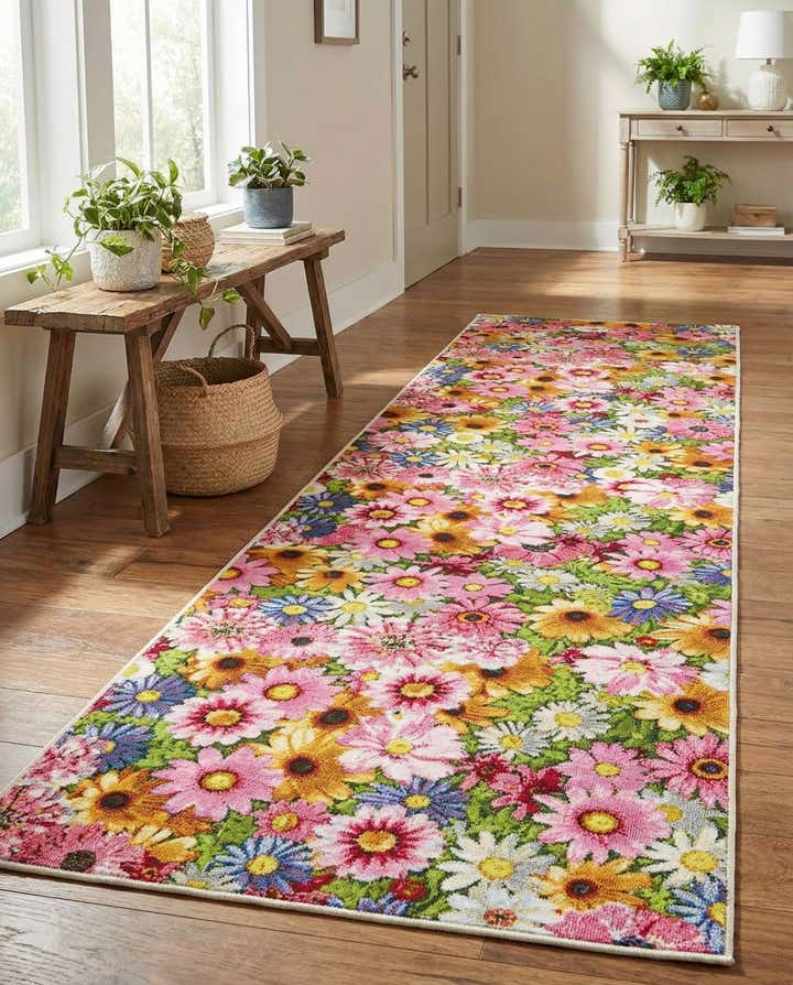 2' 7 x 10' Easy-Clean Botanical Indoor / Outdoor Runner Rug