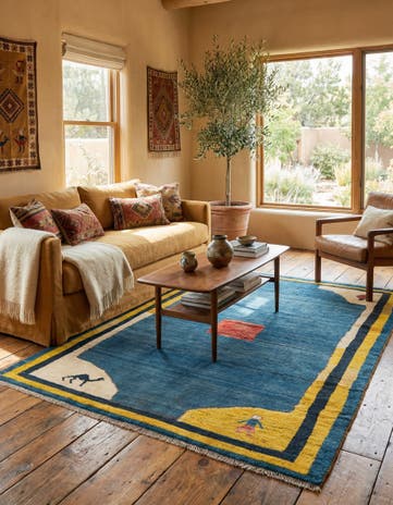 7' x 9' 6 Hand Knotted Gabbeh Persian Wool Rug