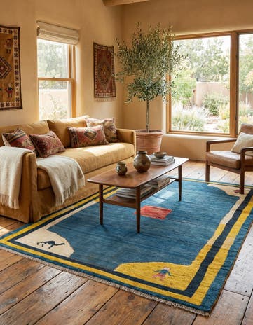 7' x 9' 6 Hand Knotted Gabbeh Persian Wool Rug