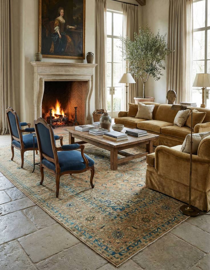 Detail image of 9' 6 x 13'  Hand Knotted Ultra Vintage Persian Wool Rug