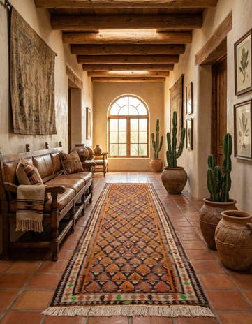 3' 5 x 12' 5 Hand Woven Kilim Fars Wool Runner Rug