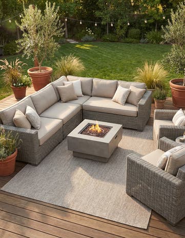 9' x 12' Easy-Clean Solid Indoor / Outdoor Rug