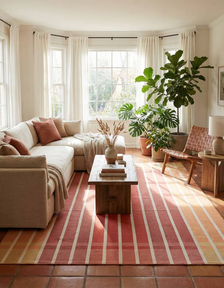 Detail image of 10' x 13'  Washable Striped Indoor / Outdoor Rug