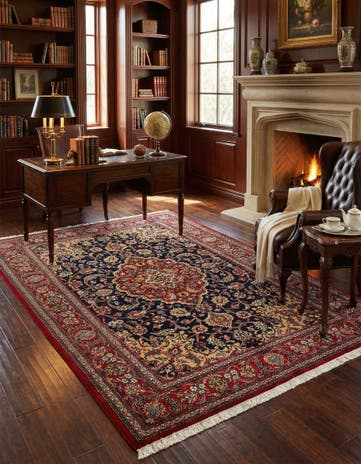 4' 9 x 7' 1 Hand Knotted Qom Persian Rug