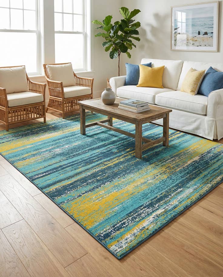 Detail image of 7' 10 x 10' Easy-Clean Coastal Indoor / Outdoor Rug