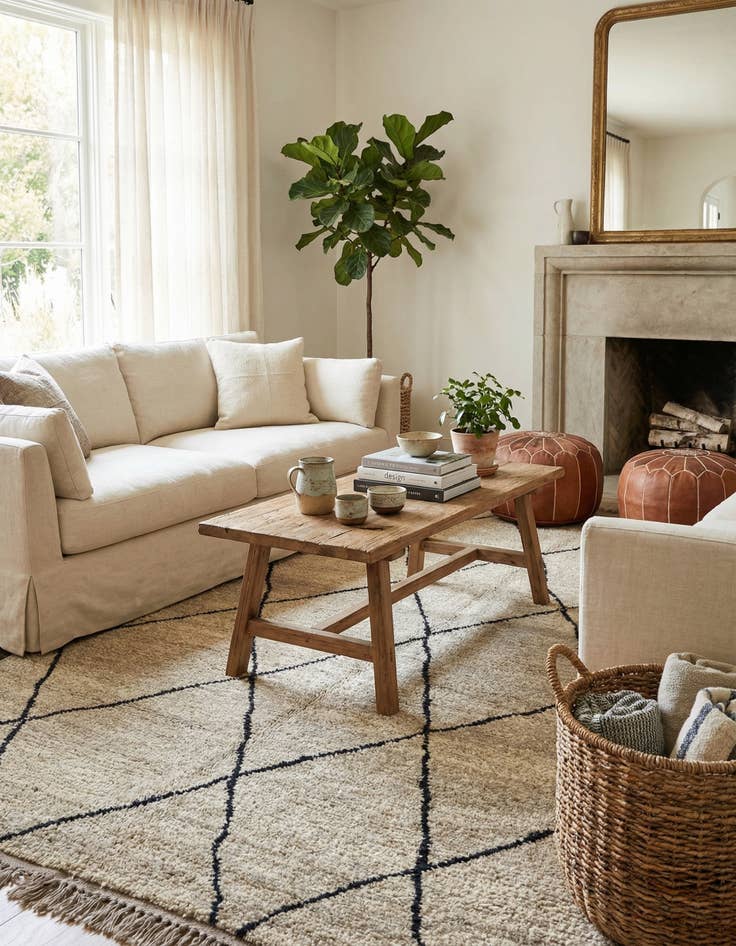 Detail image of  6' 8 x 9' 2  Hand Knotted Moroccan Wool Rug