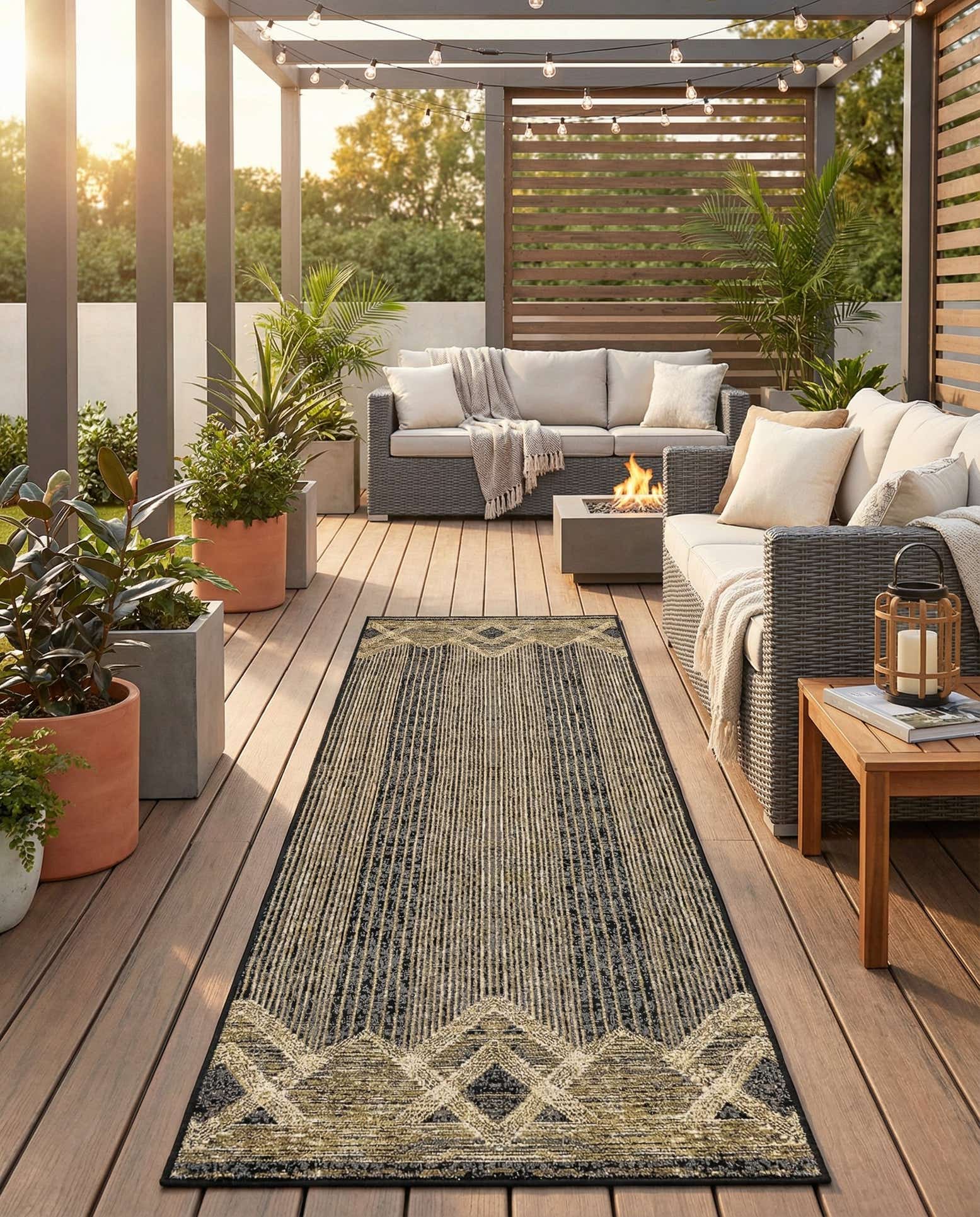 2' 7 x 10' Easy-Clean Modern Indoor / Outdoor Runner Rug