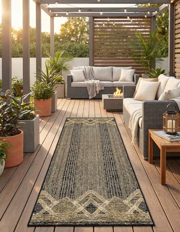 Charcoal Easy-Clean Modern Indoor / Outdoor Runner Rug