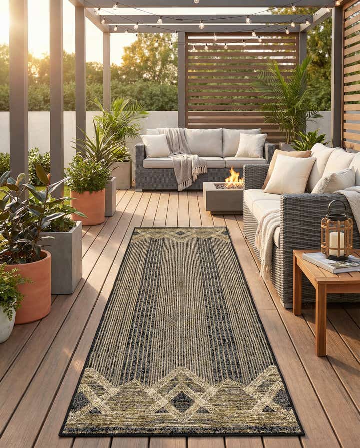 2' 7 x 10' Easy-Clean Modern Indoor / Outdoor Runner Rug