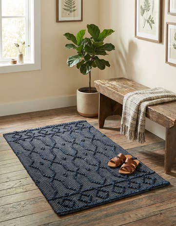 Navy Blue Hand Woven Larsa Jute Rug