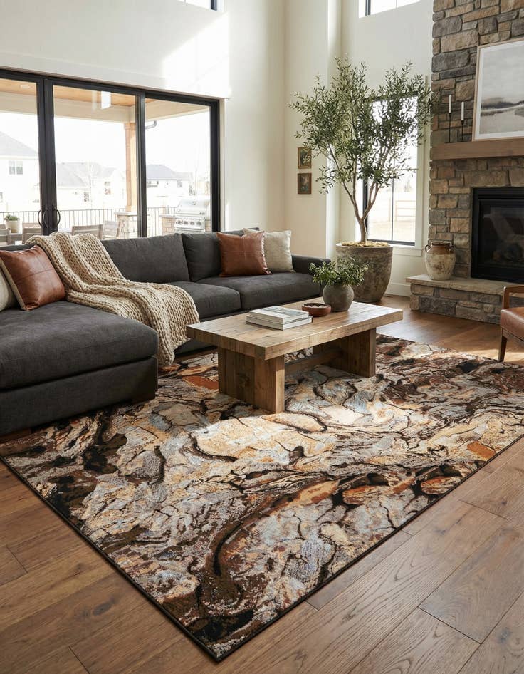 Detail image of  10' x 14'  Washable Modern Indoor / Outdoor Rug