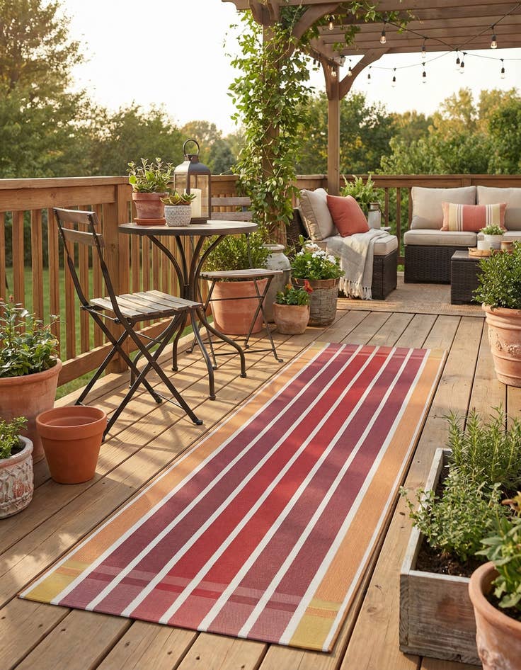 Detail image of 2' 7 x 10'  Washable Striped Indoor / Outdoor Runner Rug