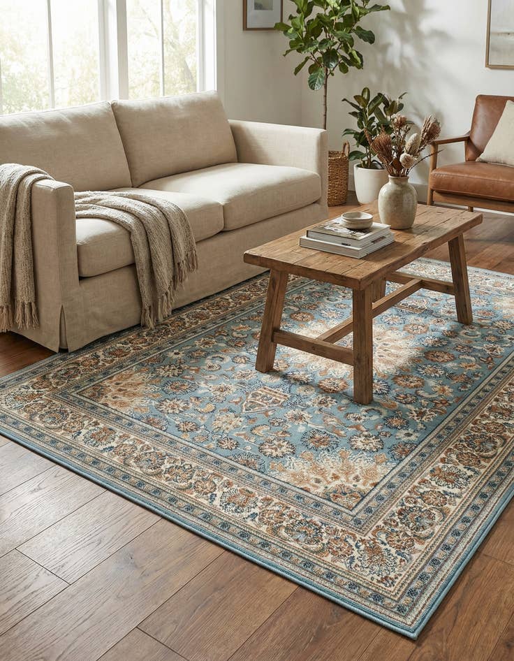 Detail image of  4' 1 x 6' 1  Washable Traditional Indoor / Outdoor Rug
