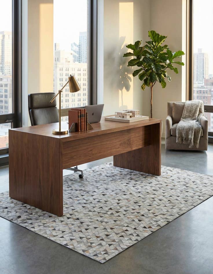 Detail image of  5' 2 x 8' 1 Cowhide Leather Rug