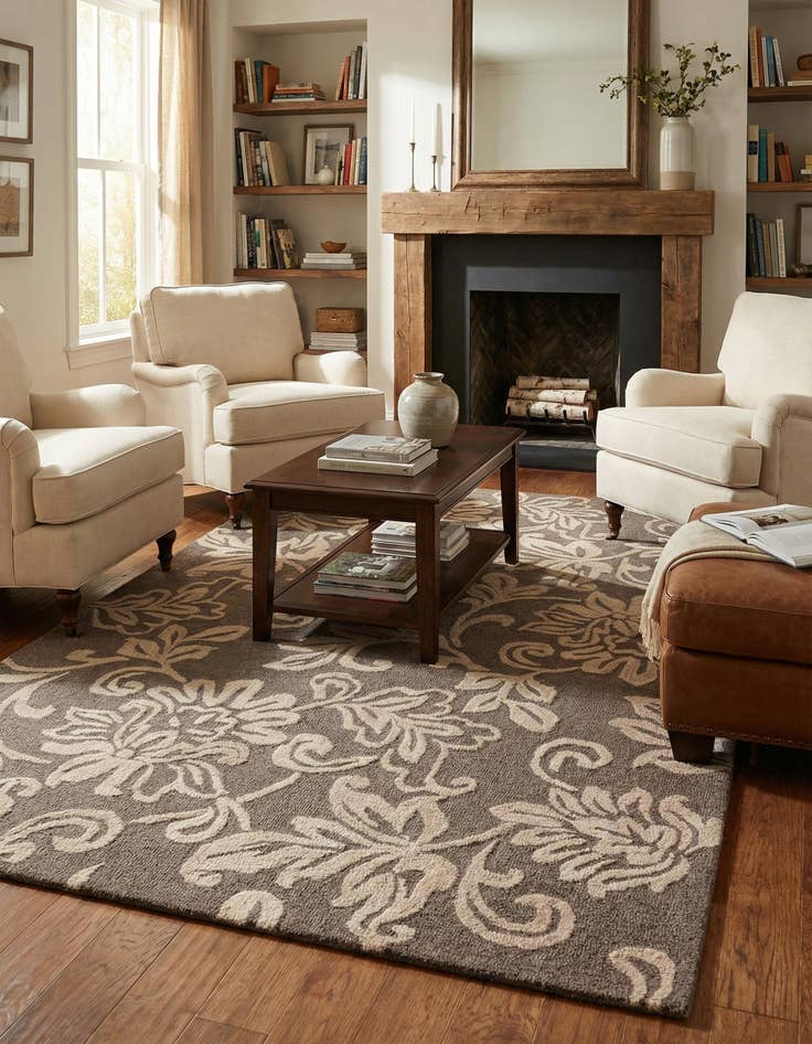 Detail image of  5' 1 x 8' Agra Wool Rug