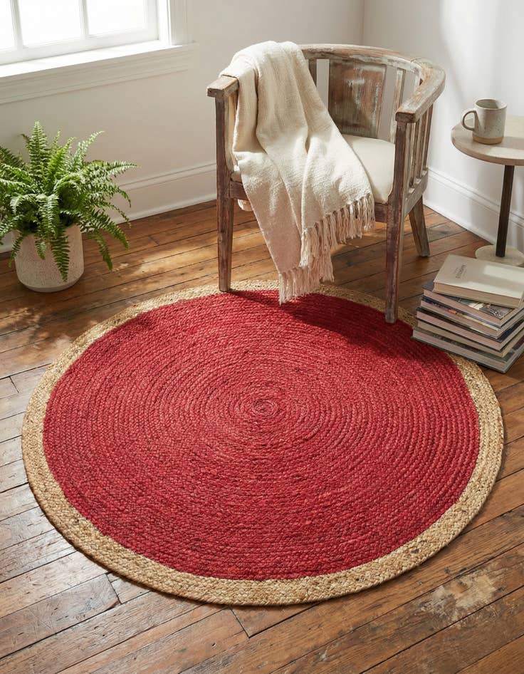 Detail image of 3' 3 x 3' 3  Hand Braided Jute Round Rug