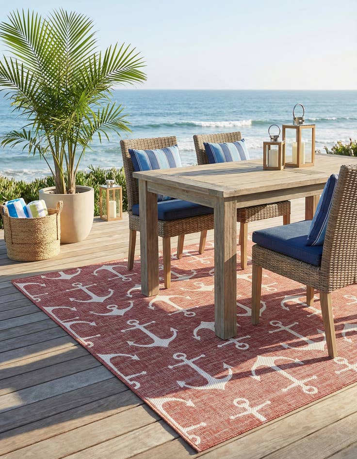 Detail image of  6' x 9'  Washable Coastal Indoor / Outdoor Rug