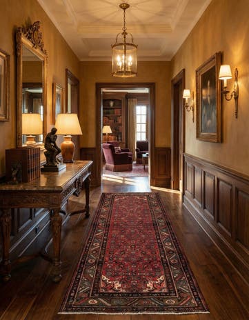 3' 7 x 9' 3 Hamedan Wool Runner Rug