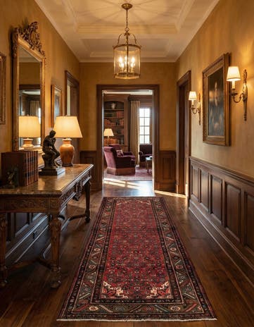 3' 7 x 9' 3 Hamedan Wool Runner Rug