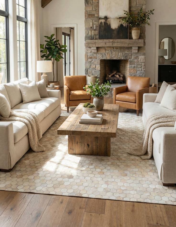 Detail image of 4' 10 x 7' 9 Cowhide Stocks Rug