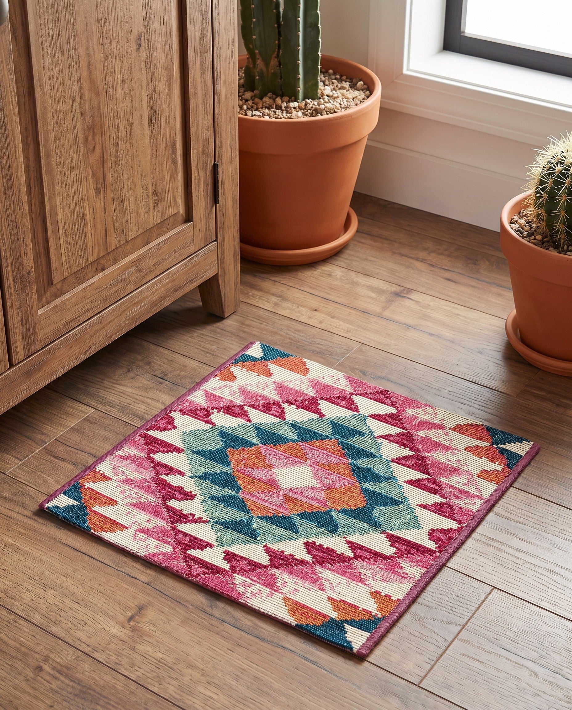 1' 4 x 1' 4 Easy-Clean Southwestern Indoor / Outdoor Sample Rug