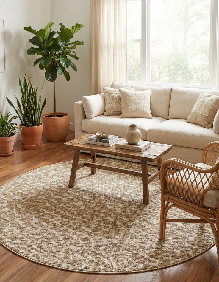 Detail image of 5' 3 x 5' 3  Washable Safari Indoor / Outdoor Round Rug