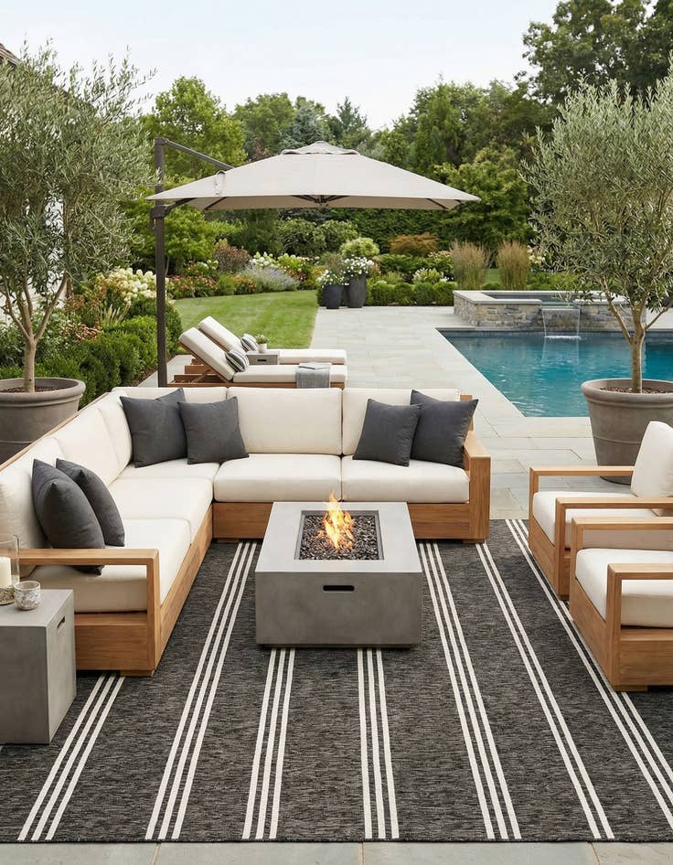 Detail image of 12' x 12'  Washable Jill Zarin Anguilla Indoor / Outdoor Square Rug