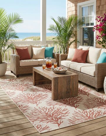5' 3 x 7' 7 Easy-Clean Botanical Indoor / Outdoor Rug