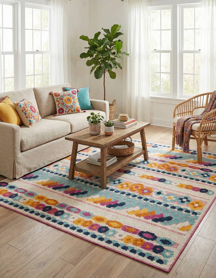 Detail image of 5' 3 x 5' 3  Washable Aruba Indoor / Outdoor Square Rug