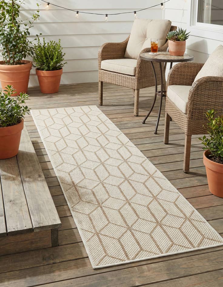 Detail image of 2' x 6' 1  Washable Trellis Indoor / Outdoor Runner Rug