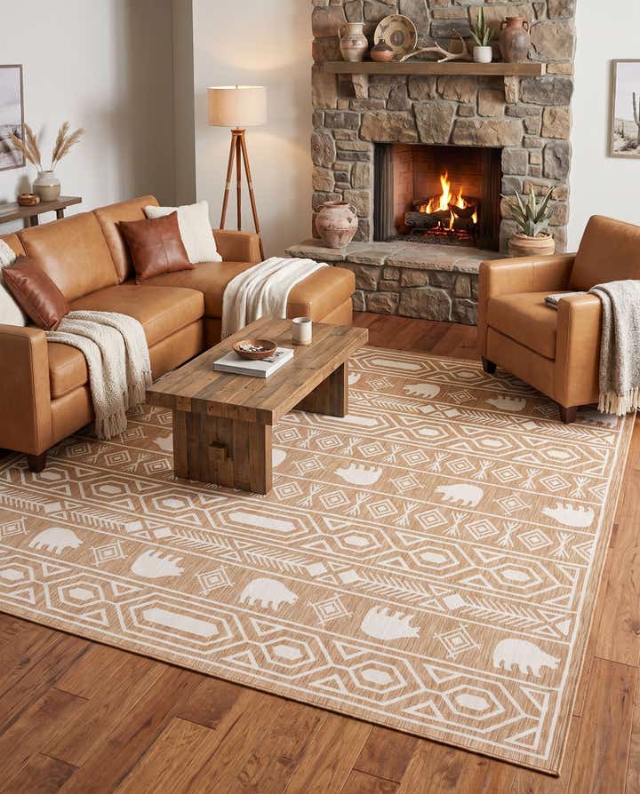 12' x 12' Easy-Clean Southwestern Indoor / Outdoor Square Rug