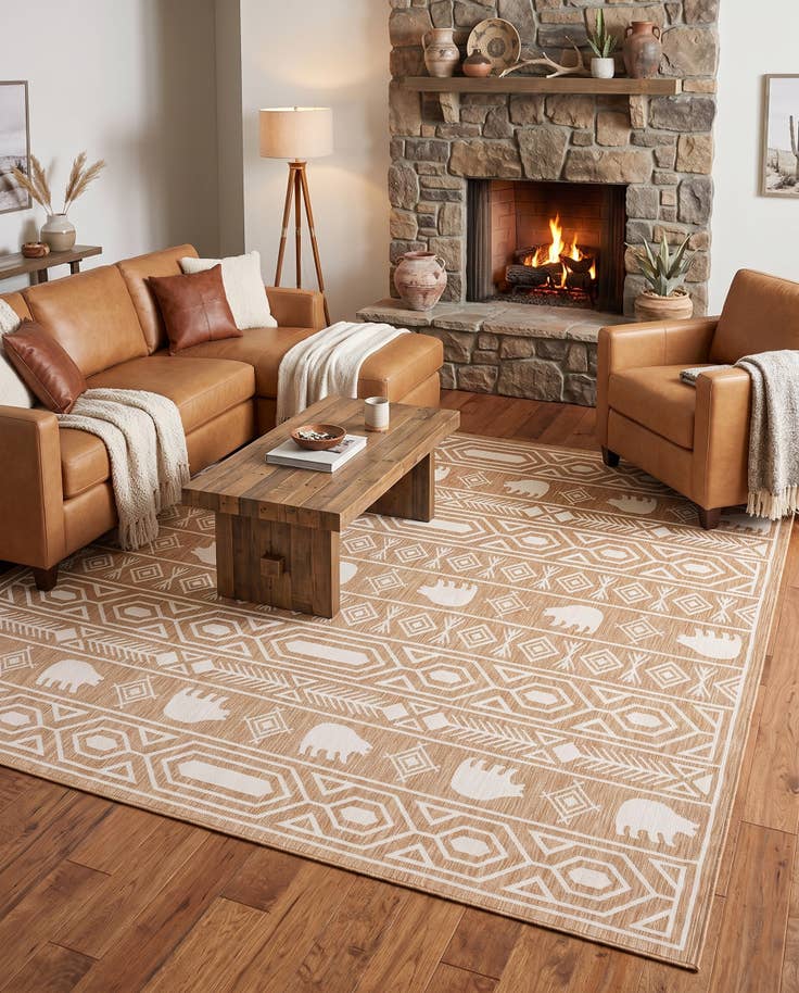 Detail image of 12' x 12' Easy-Clean Southwestern Indoor / Outdoor Square Rug